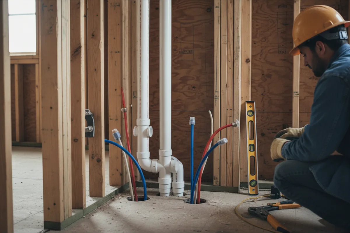 Drain and supply rough-in during Leak Detection in Rockaway Park